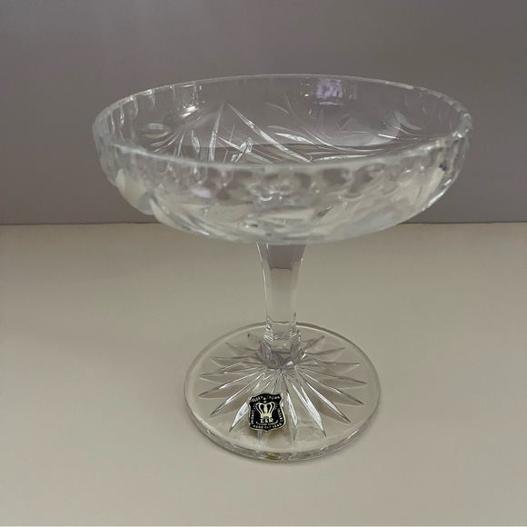 E&R Golden Crown Crystal Pedestal Candy Dish, Germany, Hand Cut Lead Crystal 6” - Picture 2 of 8